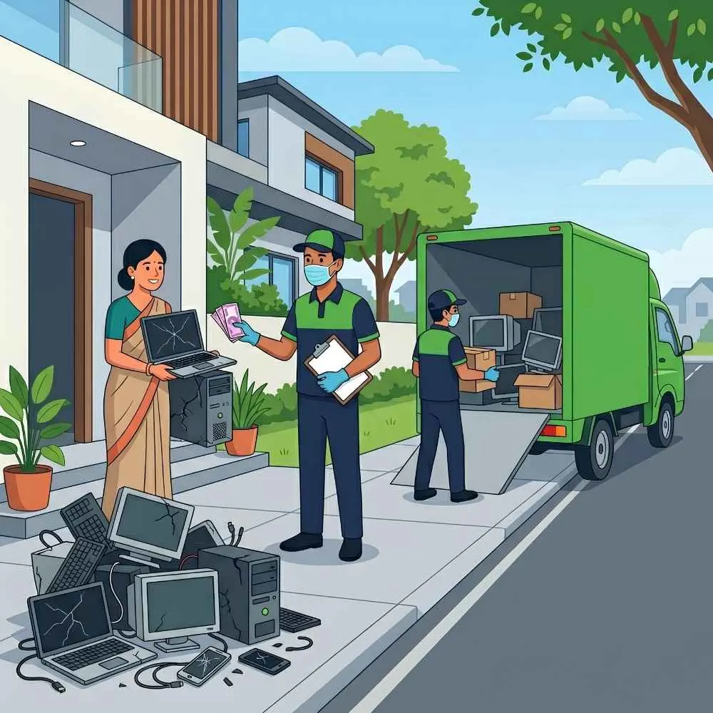Electronic scrap collection and recycling operations in Gurugram.