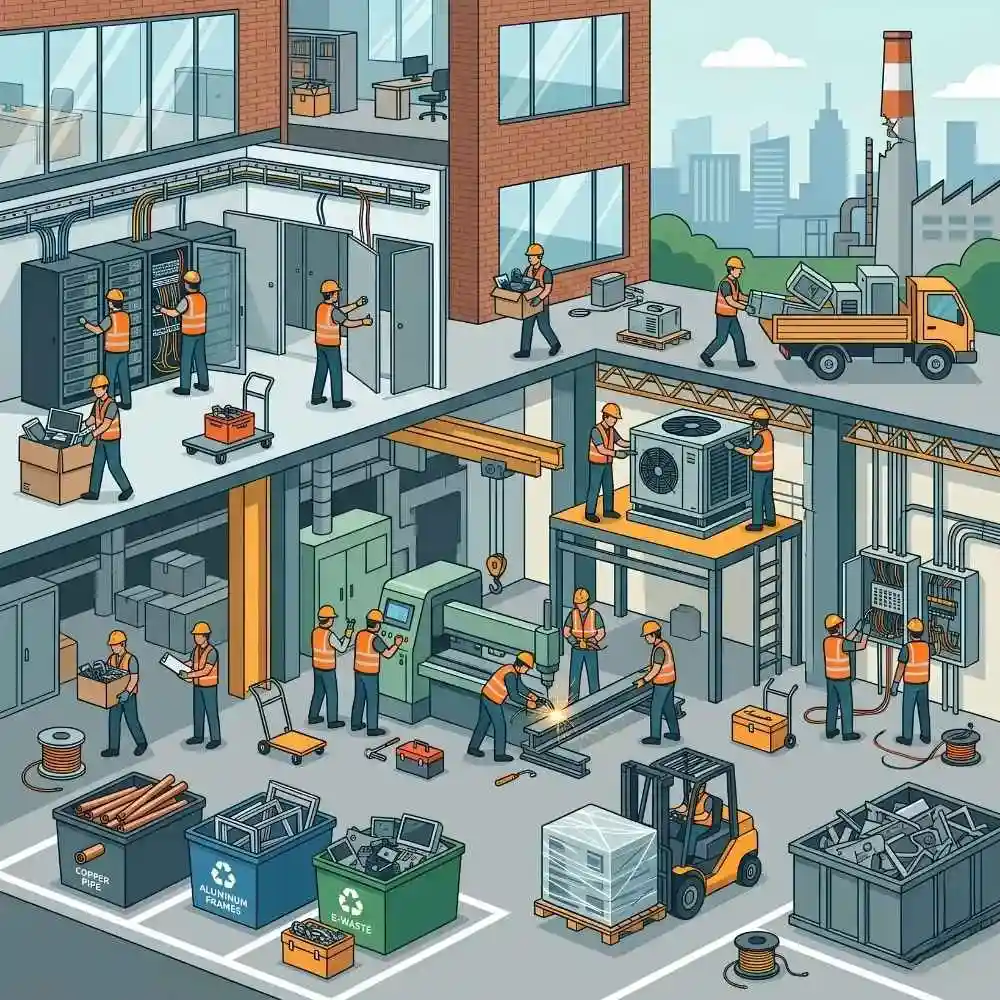 Equipment dismantling and industrial site transition services in New Delhi.