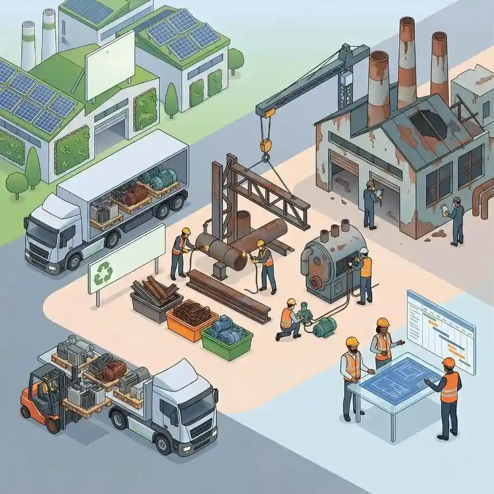 Facility decommissioning experts managing asset disposal, dismantling, and site clearance.